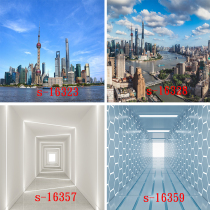 City building 3d stereo vision background cloth space expansion sofa background wall net red live photo background cloth