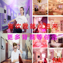 Men and women Living room Bookshelf yy anchor background cloth 3d high-end extravagant anchor background wall atmosphere live background Bub