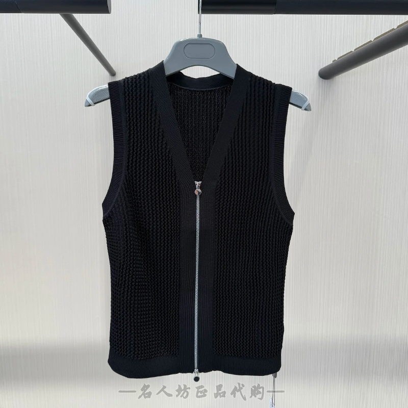 Amash Women's Clothing Mall Same Style 2026 Summer New Ice Silk Knit Zipper Sleeveless Vest for Women to Wear Outside