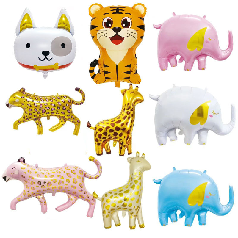 Birthday Decoration Scene Placement Creative Children Kid Gift Giraffe Elephant Leopard Cartoon Aluminum Film Balloons