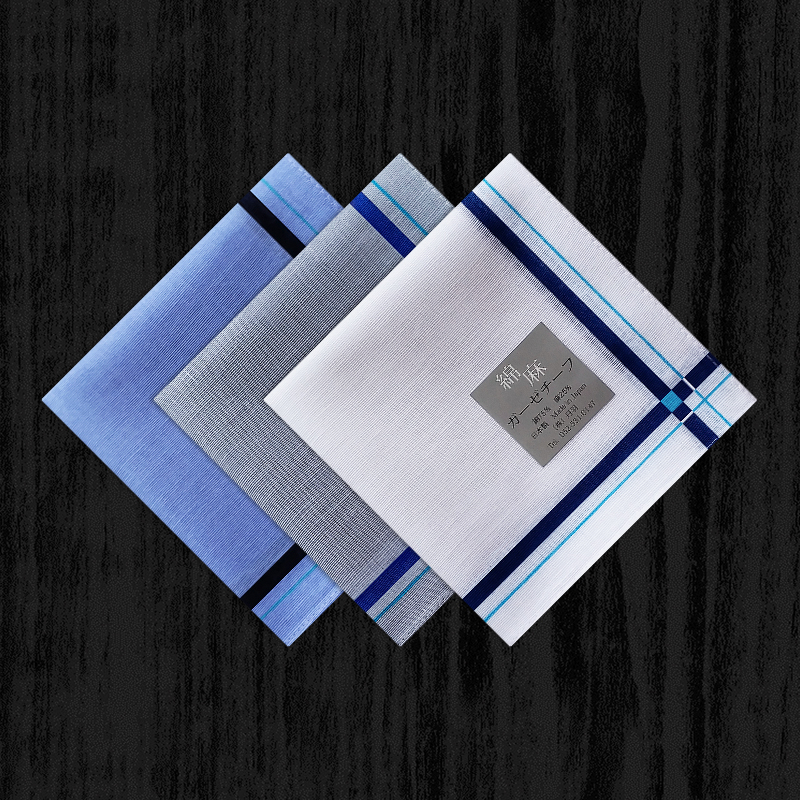 Japan Made thin men's handkerchief cotton linen blend handkerchief Sweat Sweat Soft scarves for men pure color pocket towels