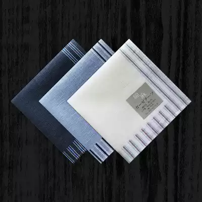 Made in Japan Cotton and linen men's handkerchief thin sweat-absorbing handkerchief men's business men's square towel stripes soft and breathable