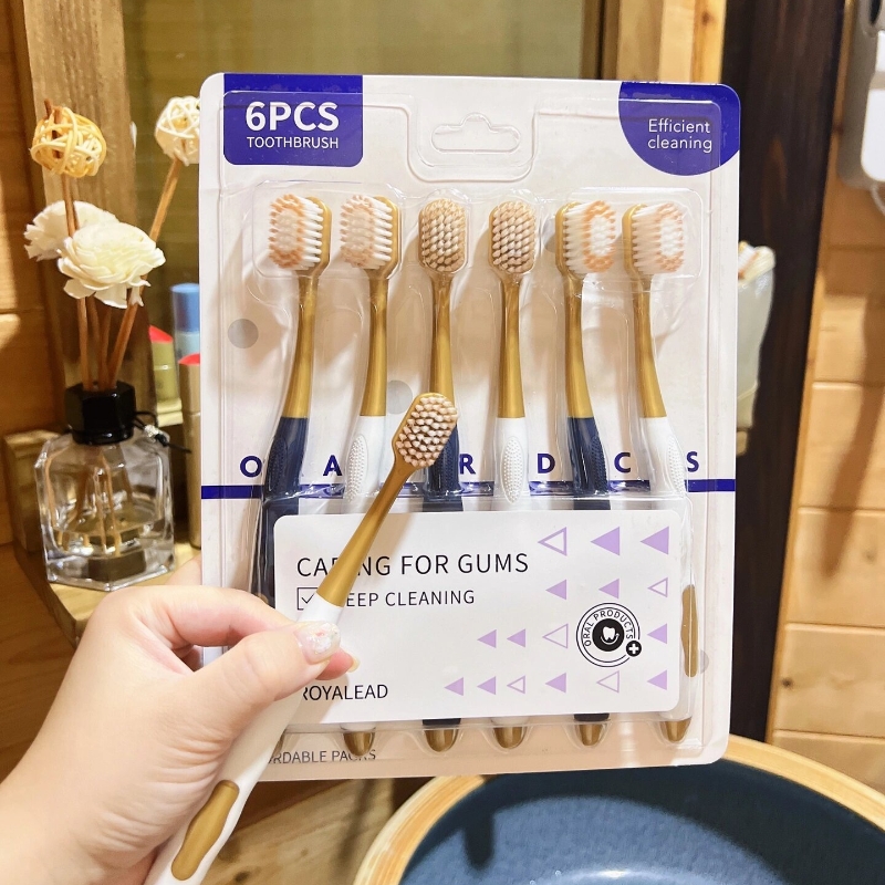 サムの同じスタイルの歯ブラシ大人の柔らかい毛の家庭用ファミリーパック6本入り高密度シルクソフトワイドヘッド極細毛の抗敏感歯茎保護