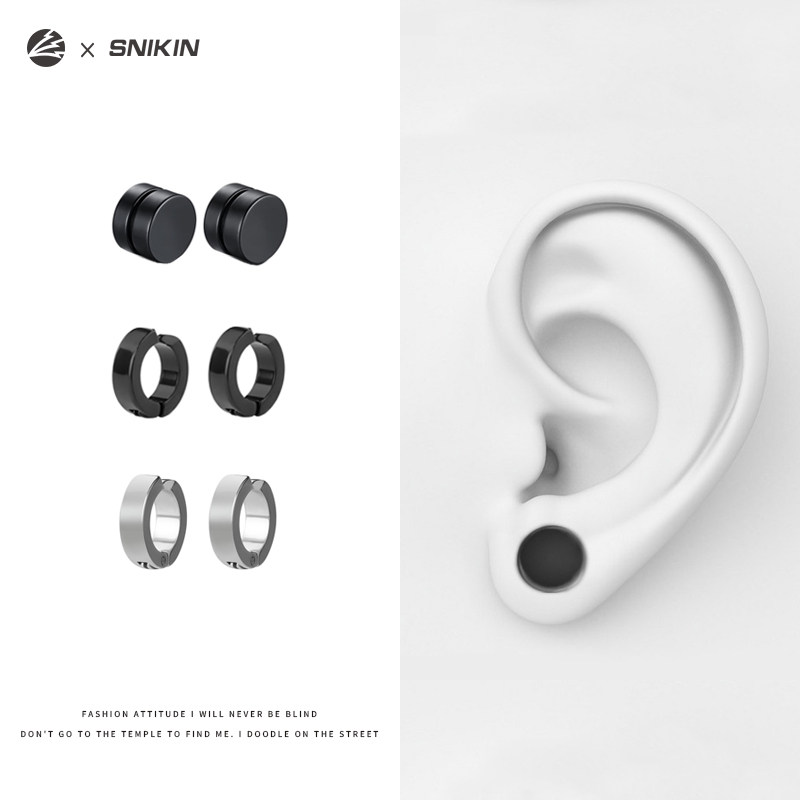 Snikin Ear Clip Male Earless Ear piercing hipster men earrings male ear piercing hip hop stud male tide ear piercing dark student