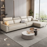 Итальянский легкий роскошный роскошный новый диван размер гостиной -это прост, а минималистский кремовый ветровой анти -керат кожаный диван