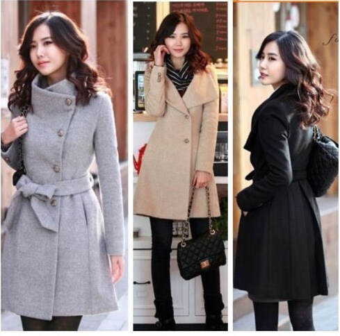 Winter Long Wool Coat Womens fashion outerwear overcoat