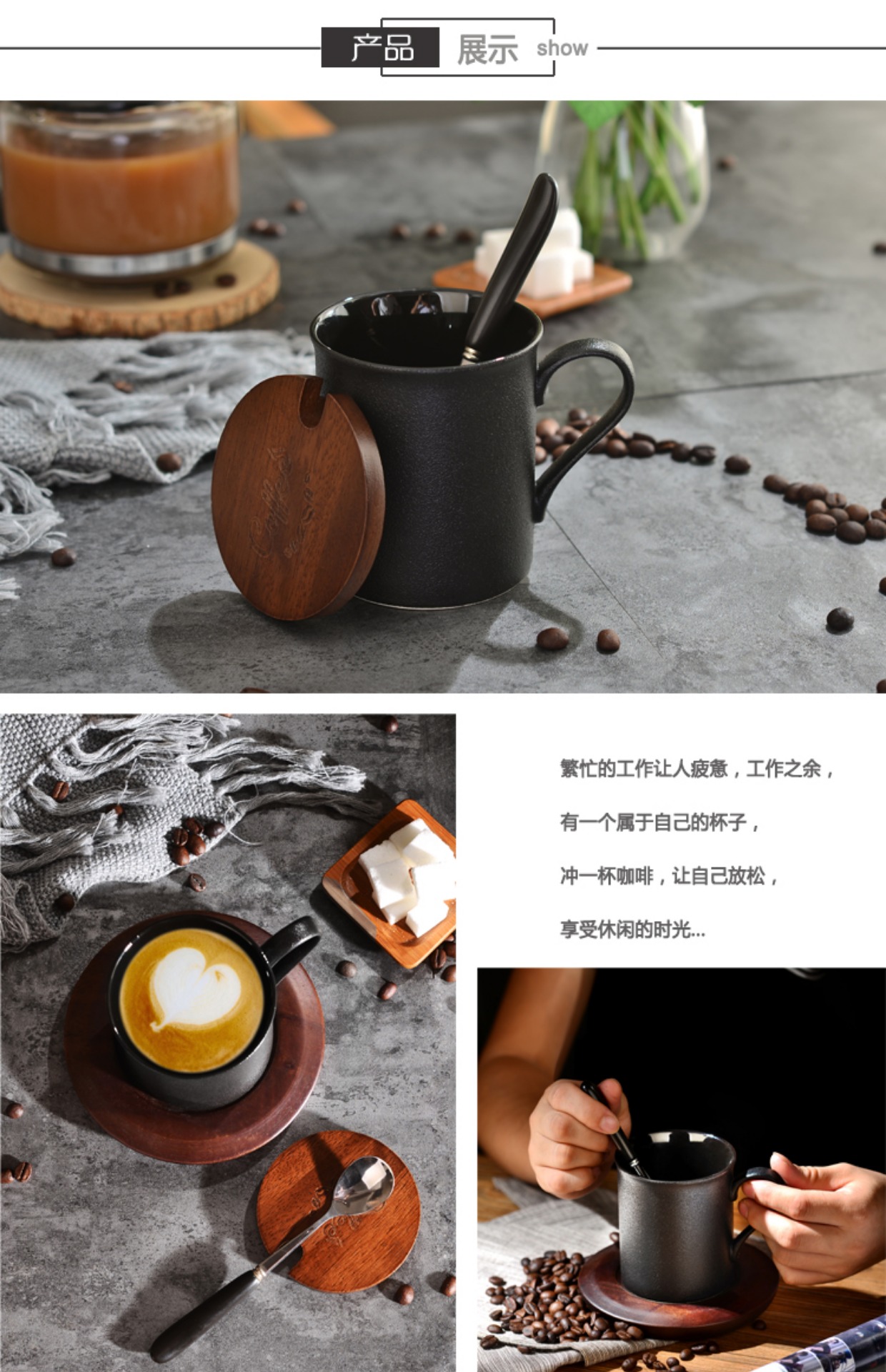Cốc cà phê đá nhỏ Bắc Âu đặt cốc sáng tạo với nắp muỗng đơn giản gốm sứ văn phòng - Cà phê bình cold brew