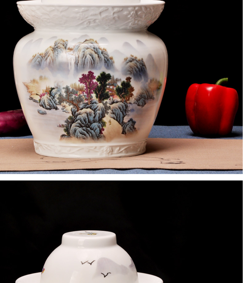 Jingdezhen ceramic pickle jar sichuan pickle jar of pickles pickled egg cylinder seal altar thickening sauerkraut cylinder pot