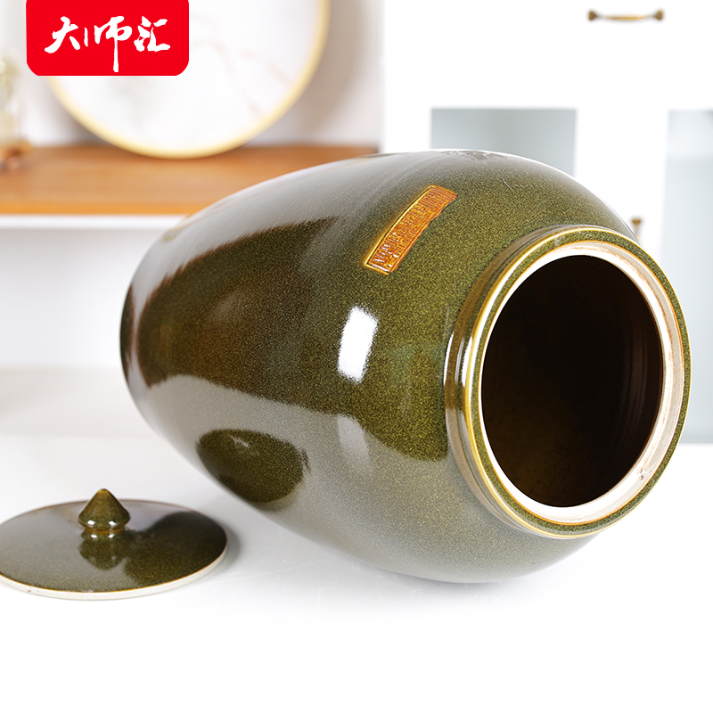 Jingdezhen ceramics with cover barrel ricer box tea oil cylinder tank at the end of the storage tank is 50 kg 100 jins moisture meter box