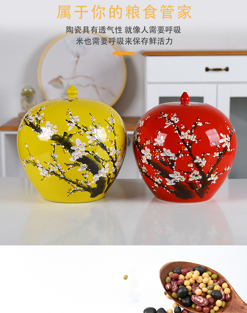 Jingdezhen ceramic barrel 20 jins hand - made name plum ricer box m tank storage tank tank cylinder moistureproof jar meter box