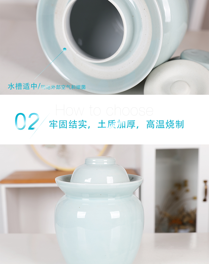 Household sichuan pickle jar sauerkraut pickle jar large sealed as cans of jingdezhen ceramic kimchi thickening