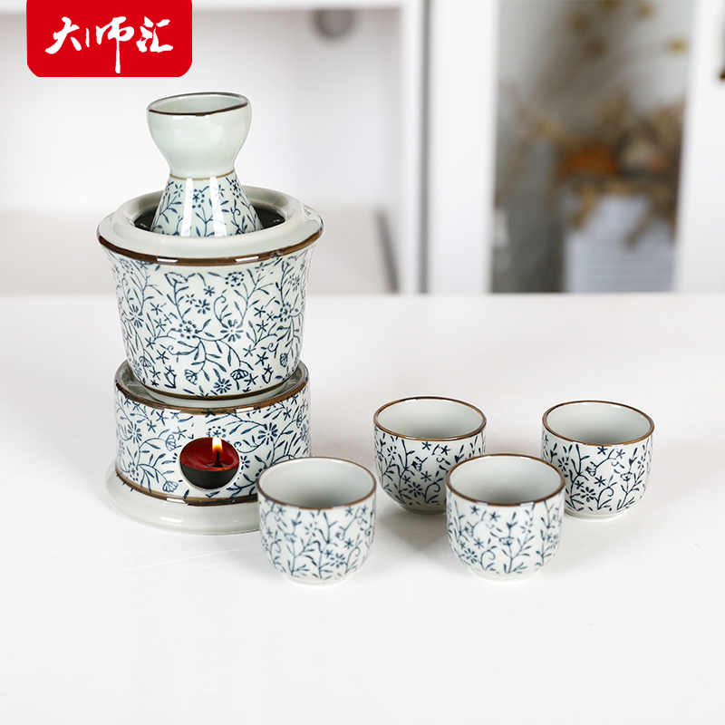 Jingdezhen ceramic wine temperature wine pot hot hip belt based hot rice wine liquor wine seven stacked warm wine