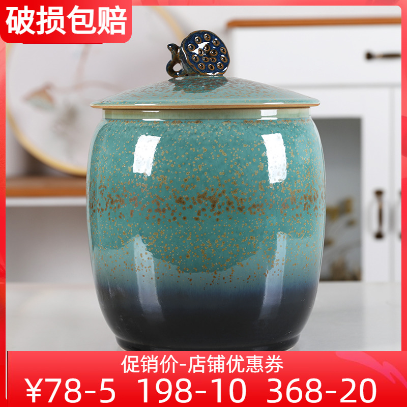 Rice - proof rice - box with 20 kg cover of Jingdezhen ceramic flour flour tea storage tank