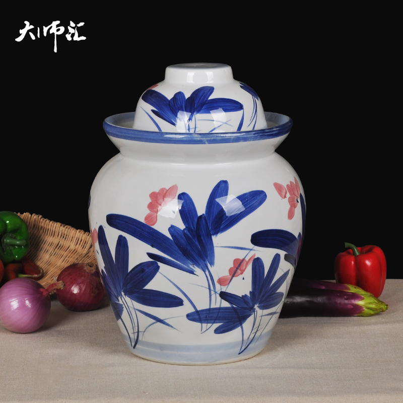 Jingdezhen ceramic kimchi large storage tank pickle jar double pickles pickled egg altar cover sealed jar jar