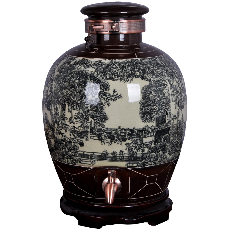 Jingdezhen ceramic wine jar 10 jins 30 jins it 50 kg bottle hip flask barrels of wine liquor altar seal pot