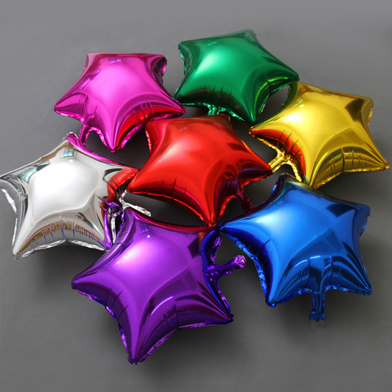 The mall decorates 18 inches gold red star aluminum film balloon wedding celebration background Pentagon birthday party wedding