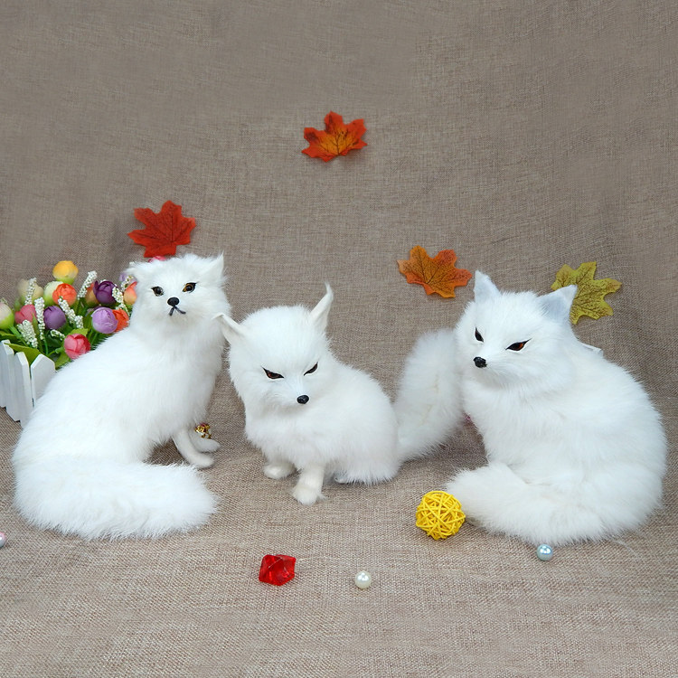 Emulated Fox Model White Fox Doll Doll Paparazzi Props Decoration Pendulum simulation Animal Mao suede toy Little fox