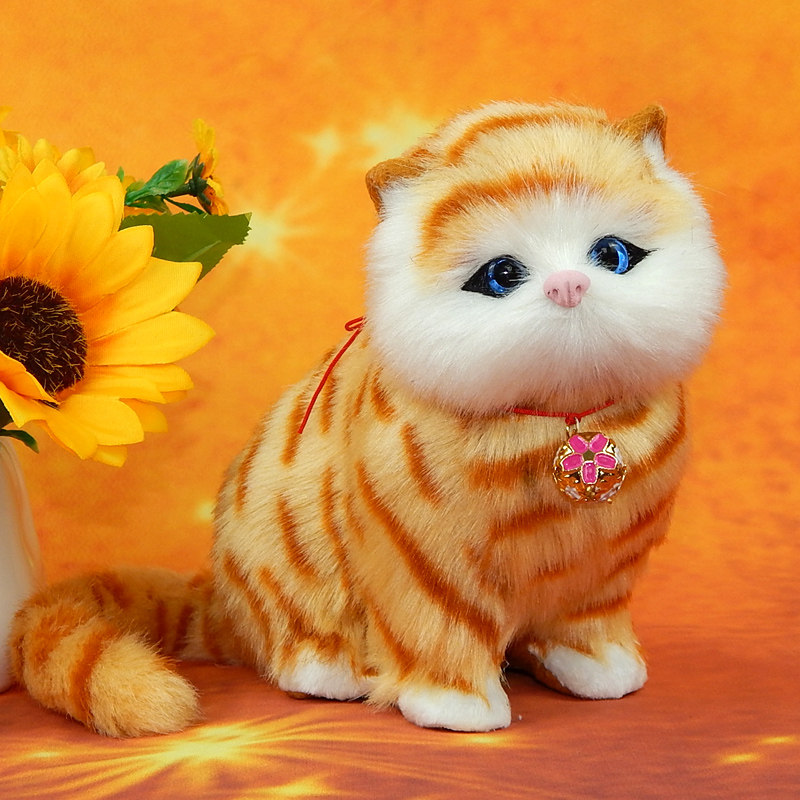 Kitty doll will be called fake kitty emulation small cat swing piece child plush toy paparazzi model kitty gift