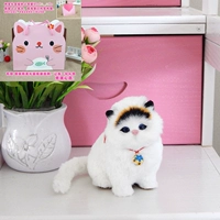 Толстый кот из искусственного меха_Черная голова с заколкой-колокольчиком кролика + ручной подарочный пакет