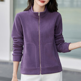 立领拉链加绒加厚卫衣女2025秋冬拉链开衫外套宽松休闲保暖上衣潮