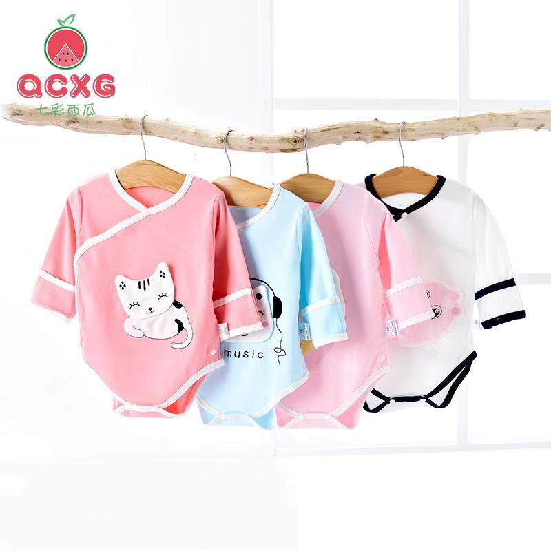 Baby one-piece clothes spring and autumn clothes thick baby long-sleeved triangle ha clothes newborn shirt vest Cotton