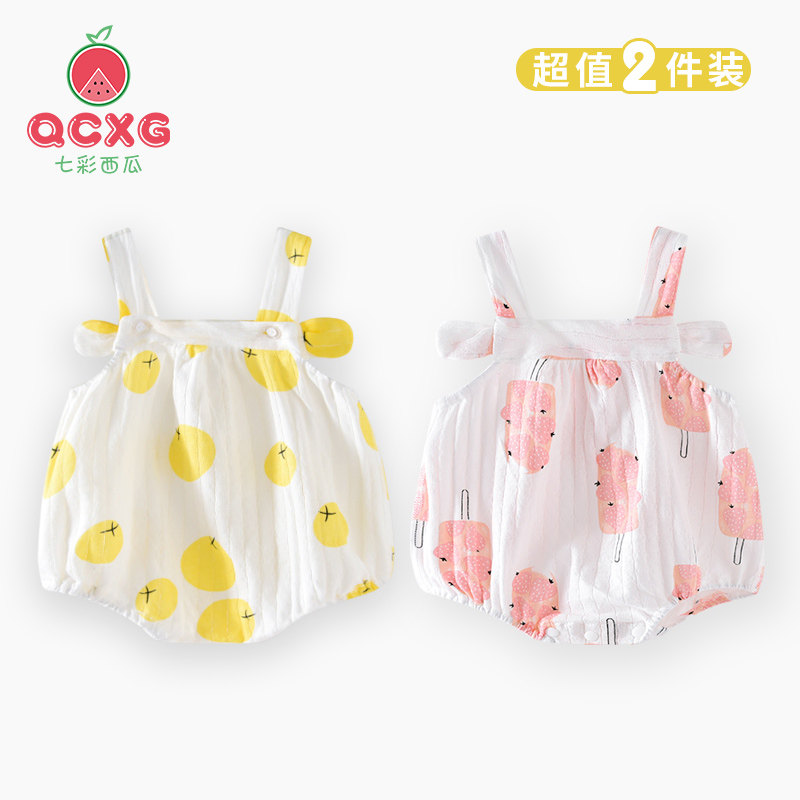 Baby sling bag fart summer vest strap triangle romper female baby cotton one-piece summer dress princess cute