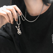 Bunny pendant necklace female tide ins hip hop Joker simple long sweater chain sweater shirt chain accessories men