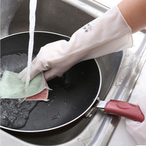 Durable kitchen dishwashing gloves waterproof brush bowl artifact female winter plus housework velvet laundry rubber leather gloves