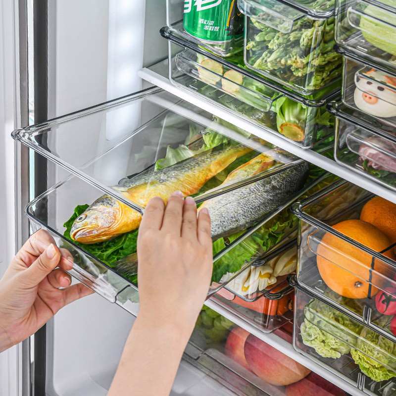 Japanese refrigerator contains box of egg box thickness transparent dumpling box fruit and vegetables fresh large capacity with lid anti-fall