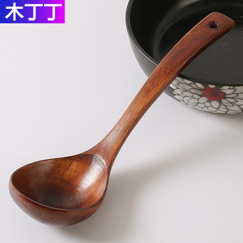 Big soup spoon Long-handled spoon Household spoon jujube wooden porridge spoon Porridge spoon Japanese and Korean wooden ramen soup