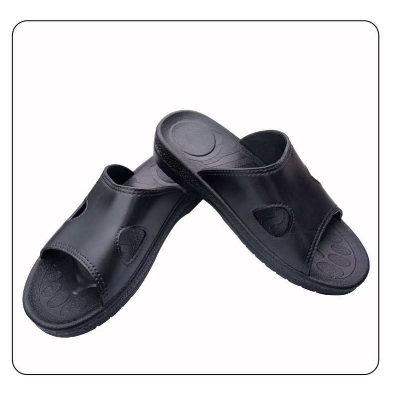 Dép tĩnh điện đế mềm dày dặn nam nữ chống mùi hôi chống trơn trượt mềm màu đen SPU nhà máy điện tử Xưởng không bụi Dép ESD dep bao ho lao dong