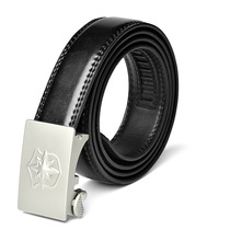 Security Belt Genuine Leather Strap Automatic Buckle Black Pants With Stainless Steel Men Universal Business Inner Belt
