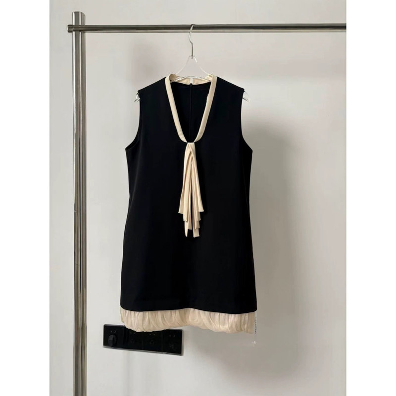 Yuan 2026 Summer Soft Gauze Patchwork Tassel Design A-Line Sleeveless Dress