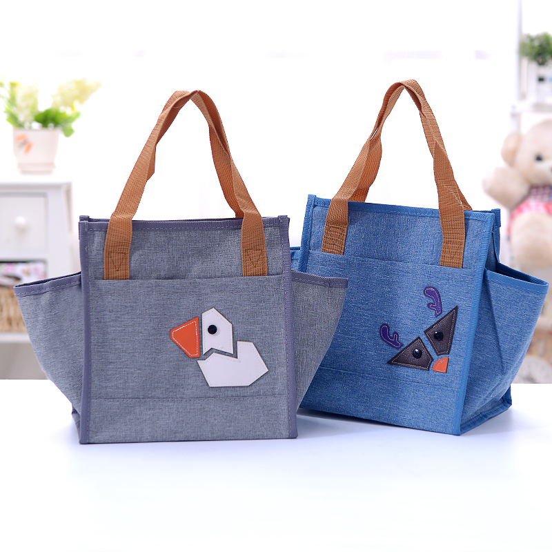 With rice handbag Korean version waterproof canvas bento with student lunch bento bag large-capacity bento bag with rice bag