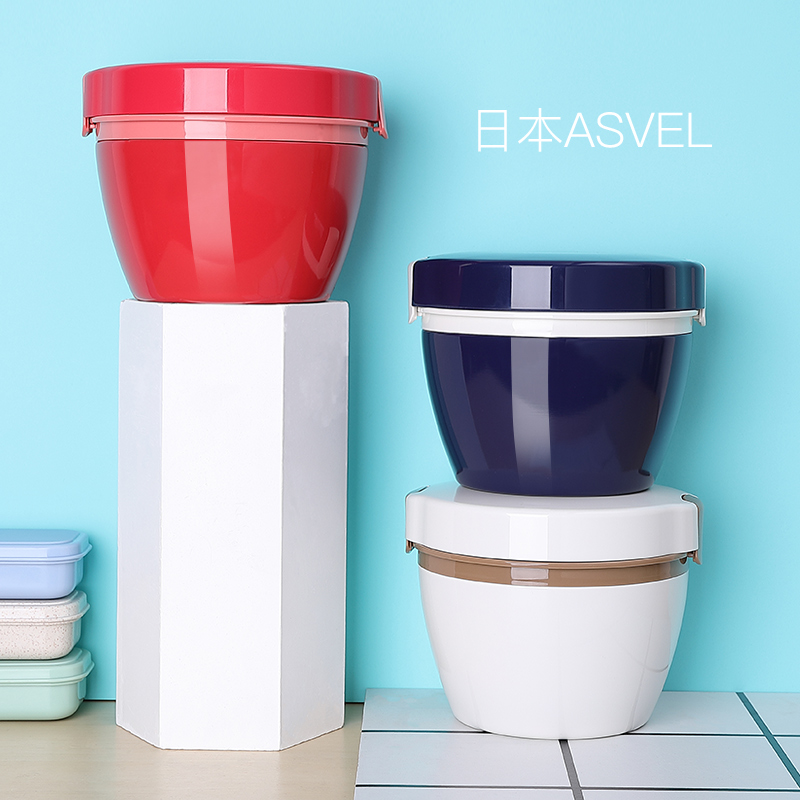 Japan asvel double layer insulated lunch box office worker portable insulated barrel can heat vacuum stainless steel lunch box
