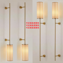 New Chinese fabric long bar wall lamp Nordic modern light luxury living room background wall aisle hotel bedside lamp