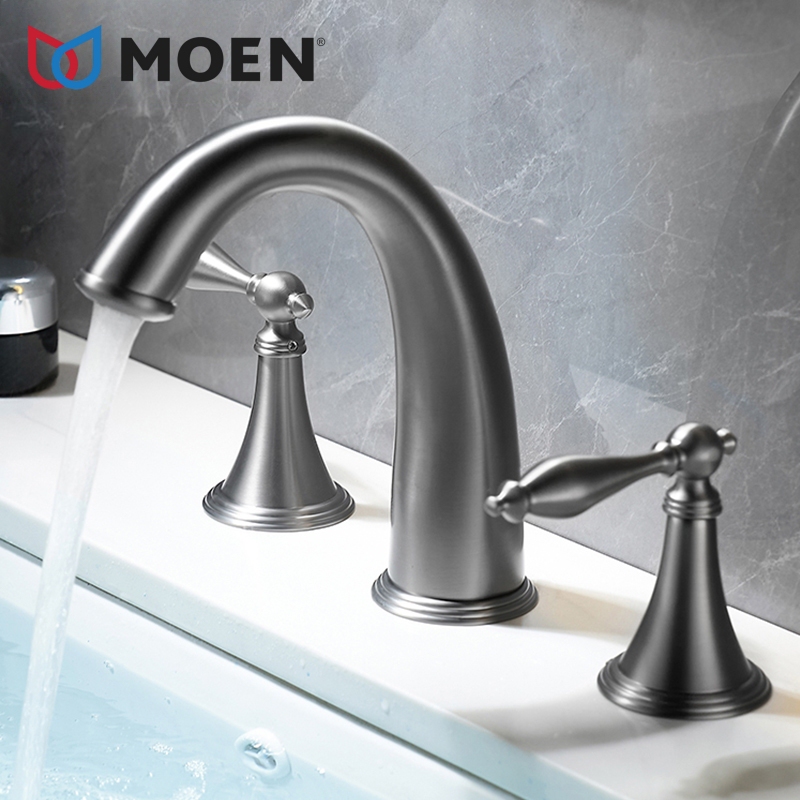 Moen Bathroom Basin All-Copper Split-Type Hot and Cold Faucet Bathtub Multifunctional Dual-Handle Three-Hole Washbasin Faucet