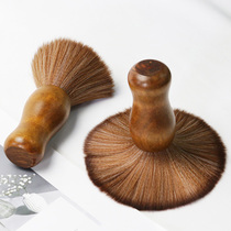 Barber professional uses hairdressing fiber soft bristle brush to sweep hair and neck clean broken hair brush solid wood hair brush