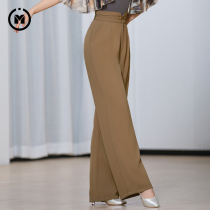 IAMYC modern dance wear 2024 womens high waist covering crotch straight wide leg pants ballroom dance practice wear B20002