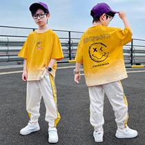 Boy Summer Clothing Online Red Suit Handsome 2021 New Yangqi Childrens CUHK Childrens Summer Short sleeves Sport Two