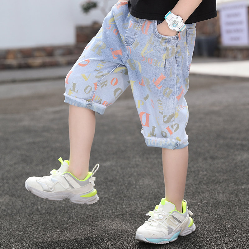 Boy Jeans Shorts Summer Thin children's pants Seven Pants Summer Clothing 2022 New Child Clothing Summer Loose Tide