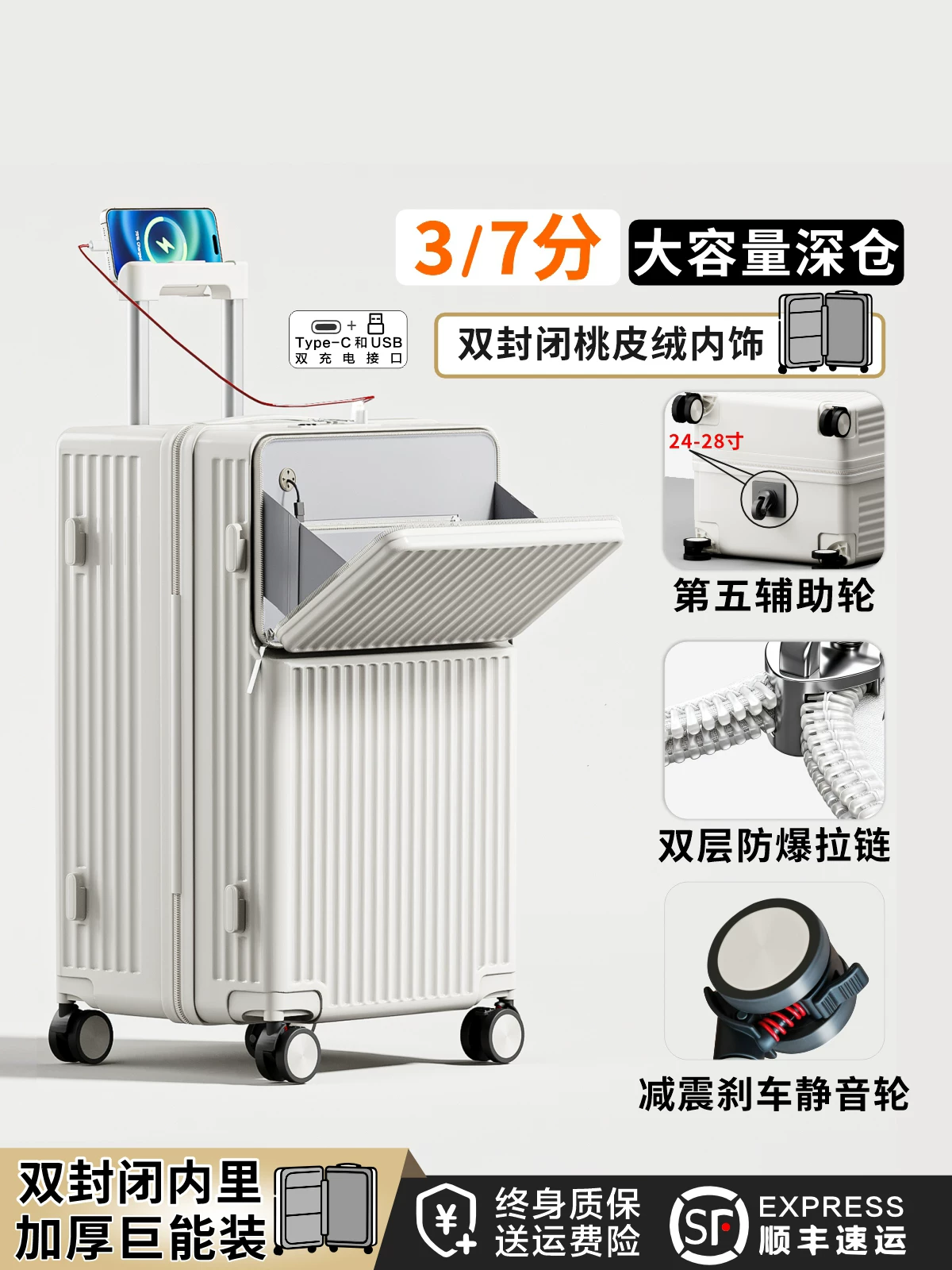Capacious suitcase, 20 inch