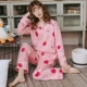 Có thể mặc áo len mỏng dài tay + quần tây pyjama mùa xuân và mùa thu, vải cotton, áo chui đầu cổ chữ V, nữ sinh phục vụ tại nhà - Nam giới