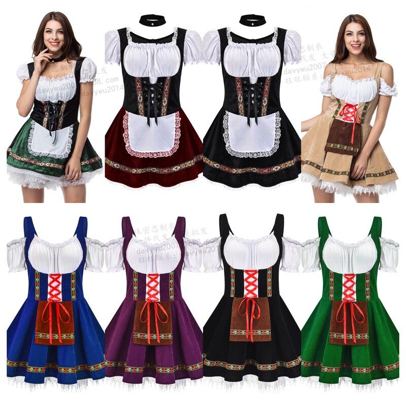 Plus Size Halloween Beer Girl Dress German Beer Festival Stage Performance Costume Maid Costume
