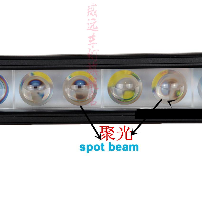 Xe led dải ánh sáng off-road mái sửa đổi đèn pha Xe led dải ánh sáng với ống kính mái 12 v spotlight chổi rửa xe ô tô tự xoay