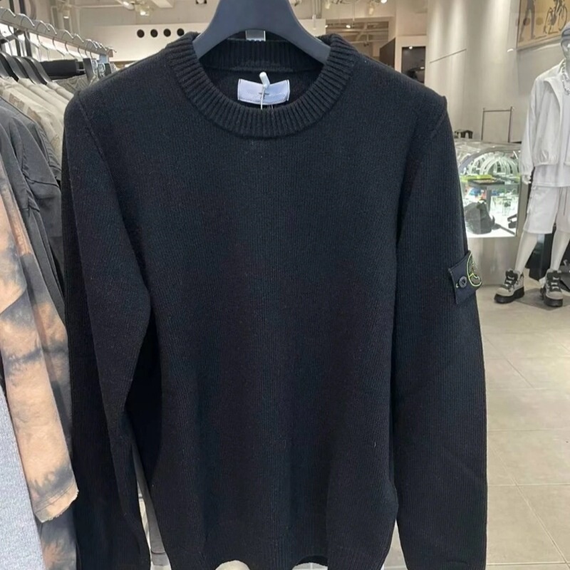 Cross-Border New Classic Stone-Pattern Trendy Brand Basic Compass Patch Crew Neck Pullover Knit Sweater for Men and Women, Unisex Couple Sweater Cross-Border New Classic Stone-Pattern Trendy Brand Basic Compass Patch Crew Neck Pullover Knit Sweater for Men and Women, Unisex Couple Sweater