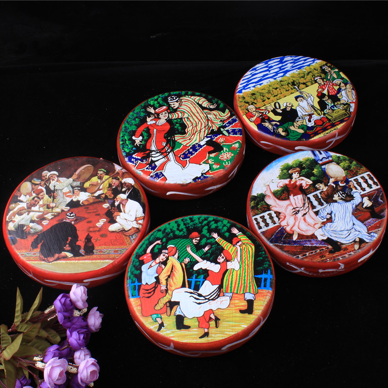 Xinjiang National Musical Instrument Uyghur Hand Painting Hand Drummer Drummer Hotel Wall Decoration Hand Drums