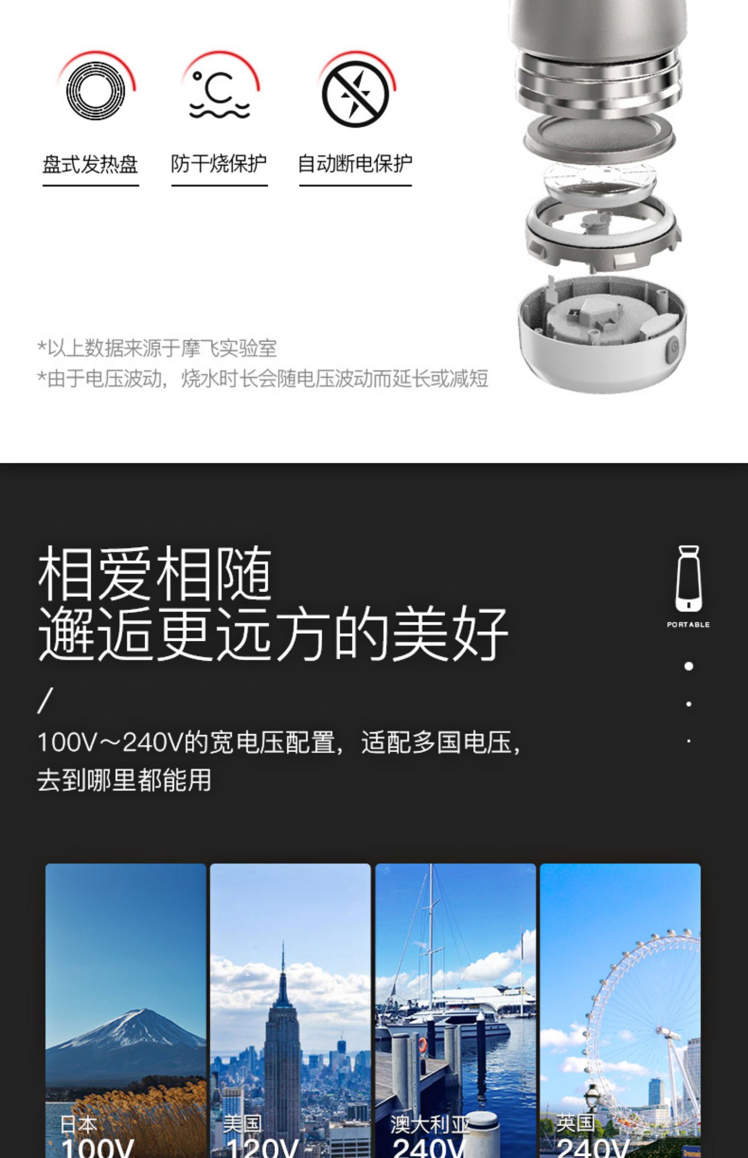 ấm đun nước xiaomi Mo Fei ấm đun nước cầm tay điện sưởi ấm tự động gấp hộ gia đình nhỏ du lịch nhỏ ấm điện cách nhiệt một - ấm đun nước điện ấm siêu tốc kim cương