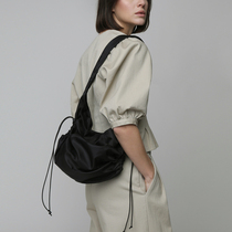 Japan-ROK minimalist 100 lap fashion large capacity retro nylon hand pumping rope cloth bag female light folding single shoulder bag