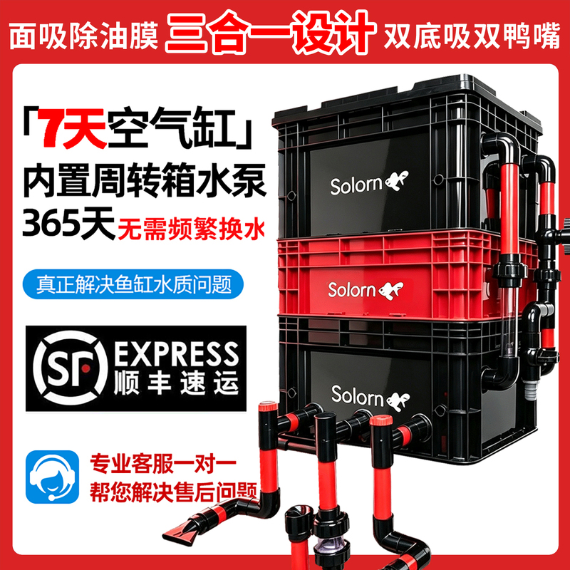Solorn Brand Built-In Water Pump Circulation Box Fish Tank Bottom Filter Equipment Trickle Dry-Wet Separation Oil Film Removal Filter Box